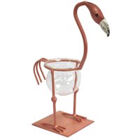 KDMD Hydroponic Home Decor - Pink Metal Flamingo Des 2 in Maroon