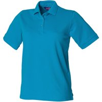 Henbury Women's 65 35 Polo Shirt in Turquoise | Size: Medium