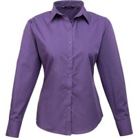 Premier Women's Poplin Long-Sleeved Blouse in Purple | Size: 16