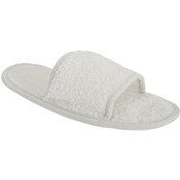 Towel City Women's Classic Terry Slippers (Open Toe) in White | Size: 4