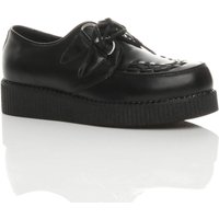 Low Wedge Heel Brothel Creepers Teddy Faux Leather Lace Up Shoes