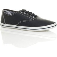Flat Heel Lace Up Faux Leather Plimsolls