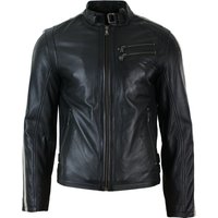 sLeather Biker Racing Jacket Stripes Sleeves