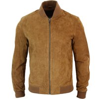 TruClothing Men's Varsity Suede Leather Bomber Jacket in Tan | Size: 5XL