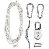 Primrose Stainless Steel Easy Hoist Standard Shade Sail Fixing Kit Accessory in Metallic Silver