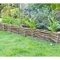 Primrose Pack of 2 Woven Hazel Hurdle Garden Lawn Edging Perimeter Border Screening 2m in Dark Brown