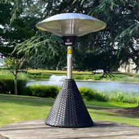 Primrose Infrared Electric Outdoor Indoor Table Top Heater Black Rattan Base
