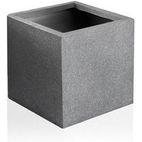 Primrose W30cm Terracotta Fibre Kadamus Cube Pot in Dark Grey Meteor Texture