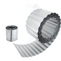 Primrose Galvanised Metal Garden Lawn Wavy Edge Border Edging Roll in Silver | Size: 5m
