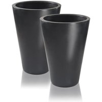 Primrose Polystone Calgary Black Tall Round Planters Set of 2 89cm
