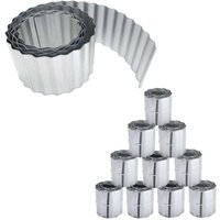 Primrose Galvanised Metal Garden Lawn Wavy Edge Border Edging Roll in Silver | Size: 5 Pack