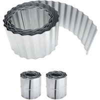 Primrose Galvanised Metal Garden Lawn Wavy Edge Border Edging Roll in Silver | Size: 2 Pack