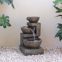Primrose 3 Tier Cascading Water Feature 'Kendal' Lights Self Contained 48cm in Brown