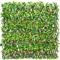 Primrose Extendable Artificial Flower Outdoor Screening Trellis Red 1m x 2m
