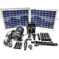 Primrose Solar Powered Pond Fountain Pump Kit with LEDs Battery Backup 1200 LPH in True Black