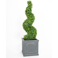 Primrose Artificial Garden Patio Box Topiary Buxus Grass Spiral Bush 90cm in Green