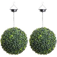 Pair 28cm Solar Powered LED Artificial Topiary Ball Little Buxus Ball