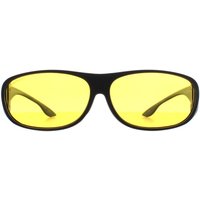 Rectangle Matte Black Yellow Polarized FO2 Fit Over Glasses Night Driving Sunglasses