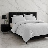 Snug City Teddy Bear Fleece Soft Cosy Duvet Cover + Pillow Case Set in White | Size: Double