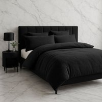 Snug City Teddy Bear Fleece Soft Cosy Duvet Cover + Pillow Case Set in Black | Size: Single