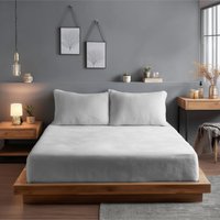 Snug City Teddy Fitted Sheet 30cm Extra Deep Soft Cuddly Soft Touch Bedding in White | Size: Double Fitted