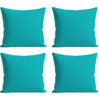 Snug City Waterproof Outdoor Garden Cushion Covers Patio Cushion Cover Cases Square Pack Of 4 in Teal | Size: 60 cm x 60 cm
