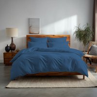 Snug City Plain Dyed Easy Care Polycotton Duvet Cover & Pillowcase/s Set Bed Linen in Mid Blue | Size: Single