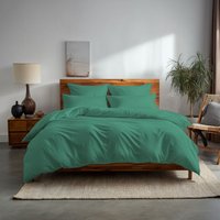 Snug City Plain Dyed Easy Care Polycotton Duvet Cover & Pillowcase/s Set Bed Linen in Mint | Size: Double