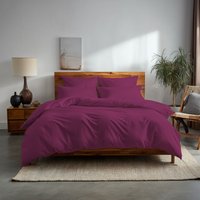 Snug City Plain Dyed Easy Care Polycotton Duvet Cover & Pillowcase/s Set Bed Linen in Fuchsia | Size: Double