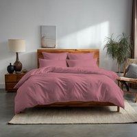 Snug City Plain Dyed Easy Care Polycotton Duvet Cover & Pillowcase/s Set Bed Linen in Pink | Size: King