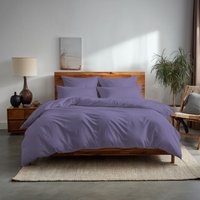 Snug City Plain Dyed Easy Care Polycotton Duvet Cover & Pillowcase/s Set Bed Linen in Lilac | Size: Super King