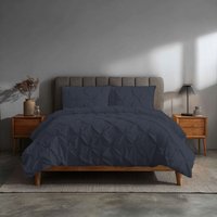 Snug City Pintuck Pinch Pleated Polycotton Duvet Cover & Pillowcase/s Set Bed Linen in Grey | Size: Double