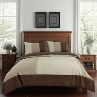 Snug City Duvet Cover & Pillowcase Set Patchwork Modern Design Bed Linen in Chocolate | Size: Double