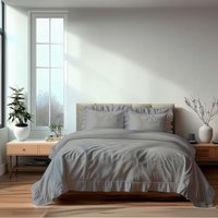 Snug City Duvet Cover & Pillowcase Set Trendy Polycotton Frilled Design Linen in Silver | Size: King