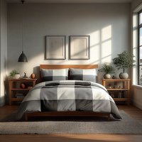 Snug City Duvet Cover & Pillowcase Set White Black Grey Tartan Check Design Polycotton Bed Linen | Size: Single