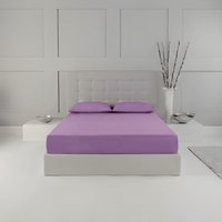 Snug City Fitted Sheet Polycotton Plain Dyed Extra Deep 25cm Bed Linen in Lilac | Size: Cot