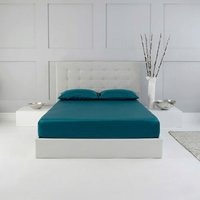 Snug City Fitted Sheet Polycotton Plain Dyed Extra Deep 25cm Bed Linen in Teal | Size: Cot