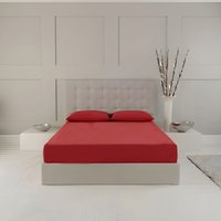 Snug City Fitted Sheet Polycotton Plain Dyed Extra Deep 25cm Bed Linen in Red | Size: Cot Bed
