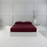 Snug City Fitted Sheet Polycotton Plain Dyed Extra Deep 25cm Bed Linen in Burgundy | Size: Small Single