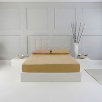 Snug City Fitted Sheet Polycotton Plain Dyed Extra Deep 25cm Bed Linen in Tan | Size: Double