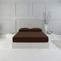 Snug City Fitted Sheet Polycotton Plain Dyed Extra Deep 25cm Bed Linen in Brown | Size: Double