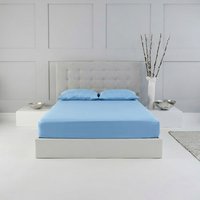 Snug City Fitted Sheet Polycotton Plain Dyed Extra Deep 25cm Bed Linen in Light Blue | Size: King