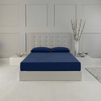 Snug City Fitted Sheet Polycotton Plain Dyed Extra Deep 25cm Bed Linen in Navy | Size: Double