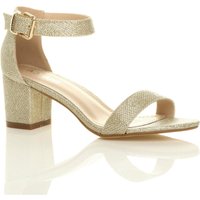 Mid Block Heel Ankle Strap Sandals