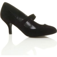 AJVANI Women's Mid Heel Mary Jane Court Shoes in Black | Size: 4