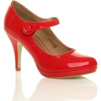 AJVANI Women's High Heel Mary Jane CourtShoes in Red | Size: 6