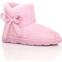 AJVANI Women's Flat Heel Faux Fur Lined Ankle Boots Faux Suede Slippers in Pink | Size: 4
