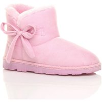 AJVANI Women's Flat Heel Faux Fur Lined Ankle Boots Faux Suede Slippers in Pink | Size: 5