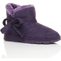 AJVANI Women's Flat Heel Faux Fur Lined Ankle Boots Faux Suede Slippers in Purple | Size: 3