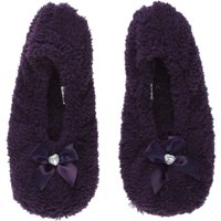 AJVANI Women's Grip Sole Footsie Sock Slippers in Purple | Size: Medium
